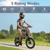 Foldable Electric Bike for Adults, Peak 750W Electric Mountain Bicycles, 20" * 2.4" Fat Tire Electric Bicycle, 375Wh 48V Removable Lithium-Ion Battery,Urban Commuter Ebike Man Woman UL2849