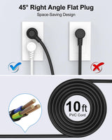 Surge Protector Power Strip with USB, AUOPLUS 10FT Outlet Strip, 6 Outlet and 4 USB Charger,[Flat Plug/Wall Mountable], 1250W/10A/2100J, Long Extension Cord for Computer Iphone Home Office Dorm