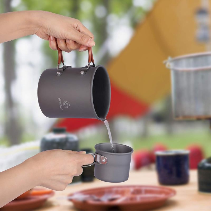 REDCAMP 600Ml Aluminium Camping Coffee Pot with Cup, Lightweight Camping Cup Coffee Mug for Outdoor Cooking Backpacking Hiking