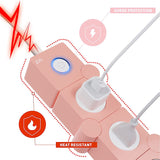 Ijoy Flexible Power Strip - 3 AC Outlets and 2 USB Charging Ports with Pink Extension Cord, Power Strips with Surge Protection, Decorative Surge Protector Outlet Extender for Home, Office, and More