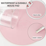 Ysagi 2 Pack Ultra Thin Waterproof PU Leather Mouse Pad,Stitched Edges,Works for Computers, Laptop,All Types of Mouse Pad, Office/Home(8.66'', 2 Pack, Pink)