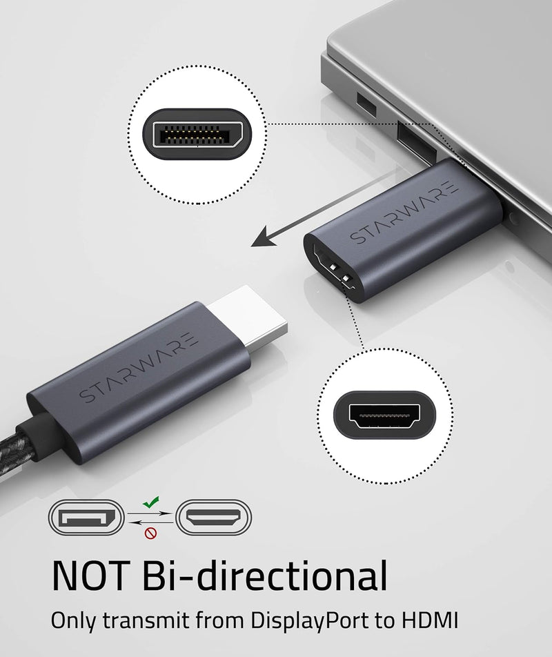 STARWARE Passive Adapter Compatible with Displayport Source Devices[Not for Hub]
