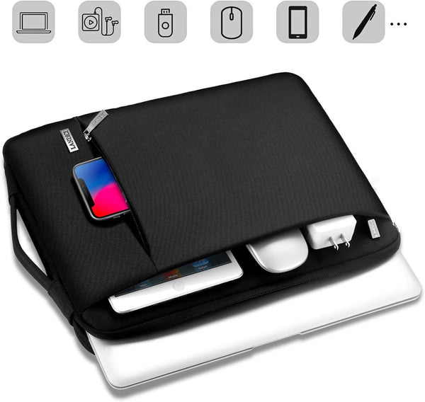 LANDICI 360° Protective Laptop Sleeve 11.6 Inch for Surface Pro 7 8 9/Laptop Go 2 3, Macbook Air 11, Small Computer Bag Carrying Case for 11-12 Inch Chromebook, Slim, Shockproof, Waterproof, Black