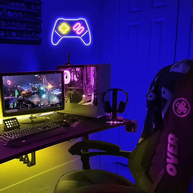 Lumoonosity Game Controller LED Neon Sign - Gamepad Shaped Light for Gamers and Streamers - Gaming Console Night Light with On/Off Switch for Bedroom and Game Room Decor