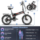 Foldable Electric Bike for Adults, Peak 750W Electric Mountain Bicycles, 20" * 2.4" Fat Tire Electric Bicycle, 375Wh 48V Removable Lithium-Ion Battery,Urban Commuter Ebike Man Woman UL2849
