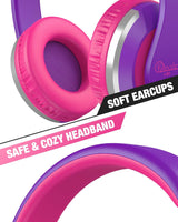 Elecder I41 Kids Headphones, Headphones for Kids Children Girls Boys Teens Foldable Adjustable on Ear Headphones with 3.5Mm Jack for Smartphones Computer MP3/4 Kindle School Travel Tablet (Purple/Red)