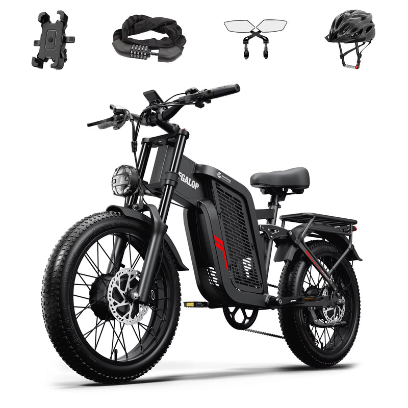 Electric Bicycle F7 2000W 52V 24AH Full Suspension Shock Absorption All Terrain Off-Road Hydraulic Disc Brakes Adult Fat Ebikes