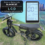 Akez-Electric Motorcycle Bike with 2 Seats 20*4.0 Fat Tire Off-Road Ebikes 1500W 48V 18AH 20 in 2023 Electric Bicycle New Fatbik