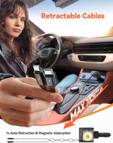 JOYROOM Retractable 5 Port 66W USB C Car Charger - Fast Charging for Iphone 16/15/14 Pro Max, Samsung S24