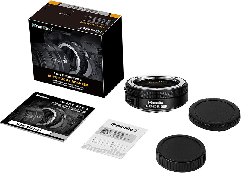 Commlite CM-EF-EOSR VND AF Lens Adapter with Drop-In Variable ND Filter,Compatible with Canon EF/EF S Mount Lenses to Canon EOS R/EOS R5/EOS R6/EOS RP RF Series Cameras