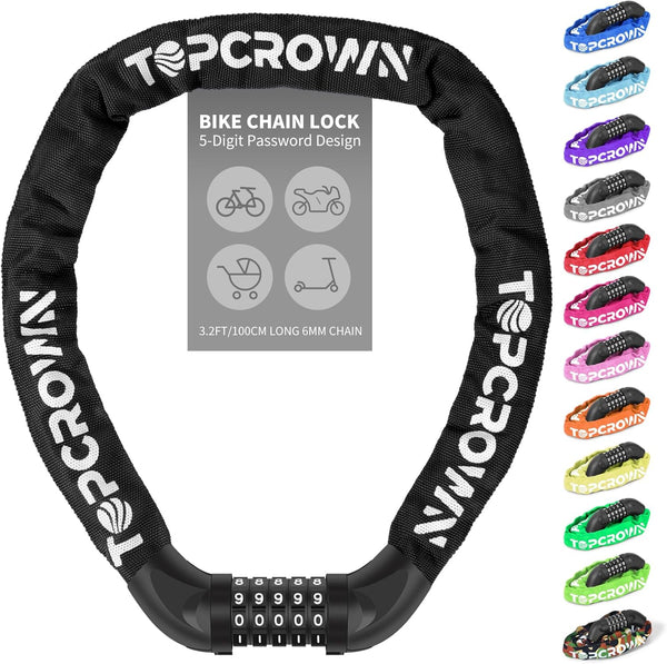 Bike Lock 3.2 Ft Long High Security Heavy Duty anti Theft Bike Chain Lock, 5 Dig