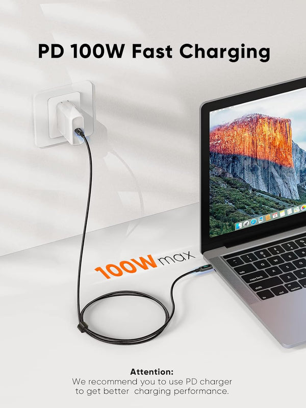 Cablecreation 3.3FT USB C to USB C Cable 2-Pack PD 100W with LED Display, Durable USB C Cable Braided with Display for Ipad Air, Pro, Macbook Pro, Galaxy S23 Pixel Steam Deck PS5 1M Black