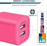 Wall Charger, AILKIN USB Plug Fast Charging Block, Power Adapter Cube 2 Port Charge Travel Brick Cell Quick Chargers Box for Iphone Samsung Galaxy USB Box Base Brick
