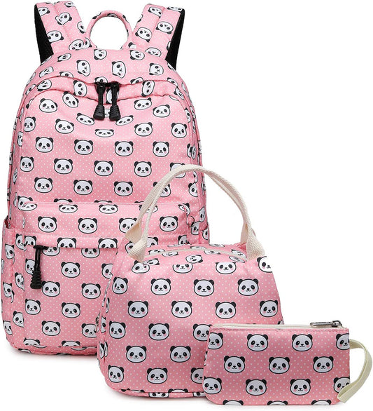 Abshoo Lightweight Cute Panda Backpacks for Girls School Backpacks with Lunch Bag (Panda Pink Set)