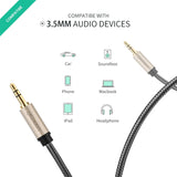 Ugreen 3.5Mm Male to Male Auxiliary Aux Stereo Professional Hifi Cable with Silver-Plating Copper Core, Gold Plated, Nylon Braid, Tangle-Free for for Audiophile/Musical Lovers Silver, 1M 3Ft
