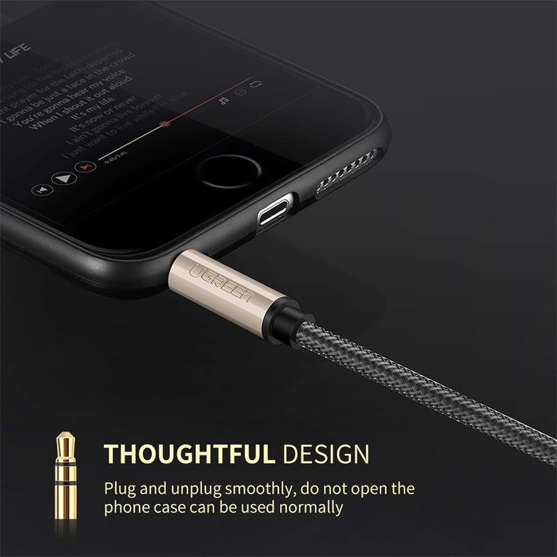 Ugreen 3.5Mm Male to Male Auxiliary Aux Stereo Professional Hifi Cable with Silver-Plating Copper Core, Gold Plated, Nylon Braid, Tangle-Free for for Audiophile/Musical Lovers Silver, 1M 3Ft