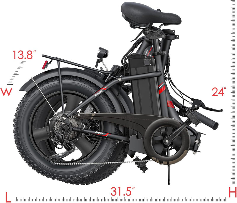 Vivi Gopina Electric Bike, 16" X 3.0 Fat Tire Electric Bike, Peak 500W Step Thru Electric Bicycle, 48V Removable Battery, up to 40 Miles, LCD Display, 20Mph, 7 Speed, SGS Certified to UL2849