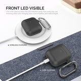 Ahastyle Upgrade Silicone Case Protective Cover [Front LED Visible] Compatible with Apple Airpods 2 & 1 (Black)