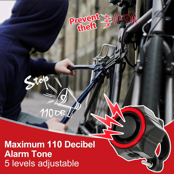 BANGTING 110Db Loud Bike Alarms with Remote, Wireless Best anti Theft Vibration Motorcycle Alarm, IP65 Waterproof Bicycle Alarm, Alarm System for Ebikes Moto Ebike Bicicletas Bikes Scooter (Black)