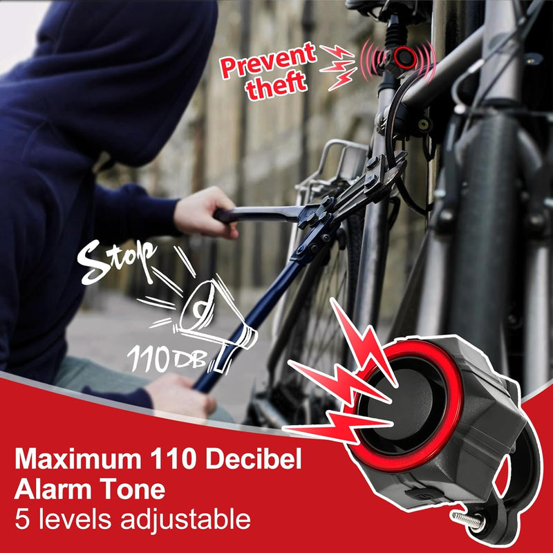 BANGTING 110Db Loud Bike Alarms with Remote, Wireless Best anti Theft Vibration Motorcycle Alarm, IP65 Waterproof Bicycle Alarm, Alarm System for Ebikes Moto Ebike Bicicletas Bikes Scooter (Black)