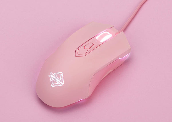 FIRSTBLOOD ONLY GAME. AJ52 Watcher RGB Gaming Mouse, Programmable 7 Buttons, Ergonomic LED Backlit USB Gamer Mice Computer Laptop PC, for Windows Mac OS Linux, Pink