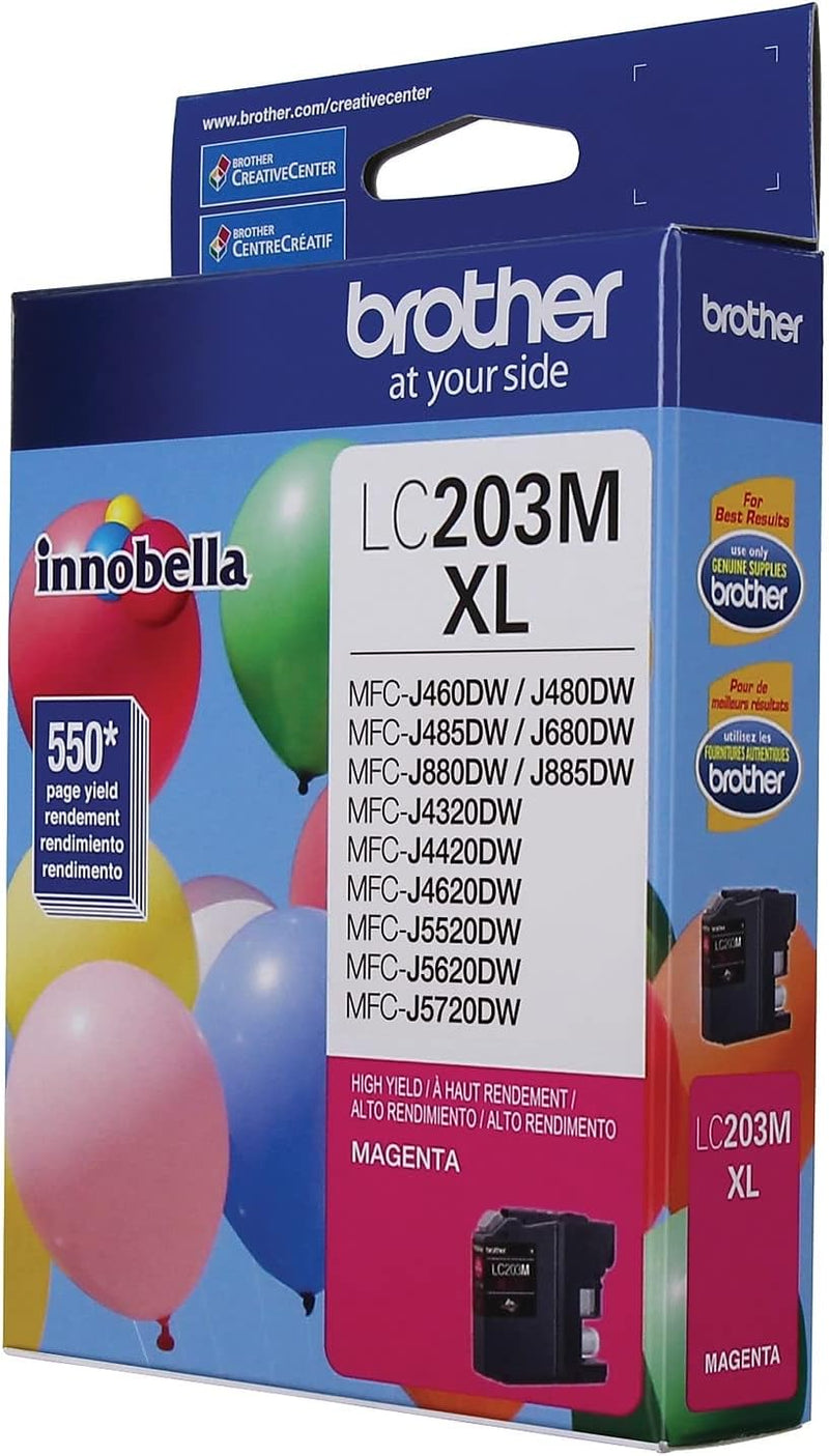 Brother Printer LC203M High Yield Ink Cartridge, Magenta, 550
