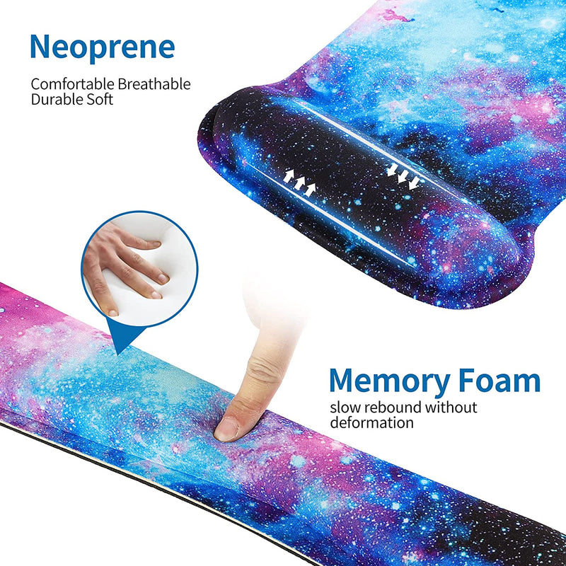 RICHEN Keyboard Wrist Rest Pad and Mouse Wrist Rest Support Mouse Pad Set,Sturdy & Comfortable & Lightweight for Easy Typing & Pain Relief-Ergonomic Support (Galaxy)