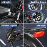 Foldable Electric Bike for Adults, Peak 750W Electric Mountain Bicycles, 20" * 2.4" Fat Tire Electric Bicycle, 375Wh 48V Removable Lithium-Ion Battery,Urban Commuter Ebike Man Woman UL2849