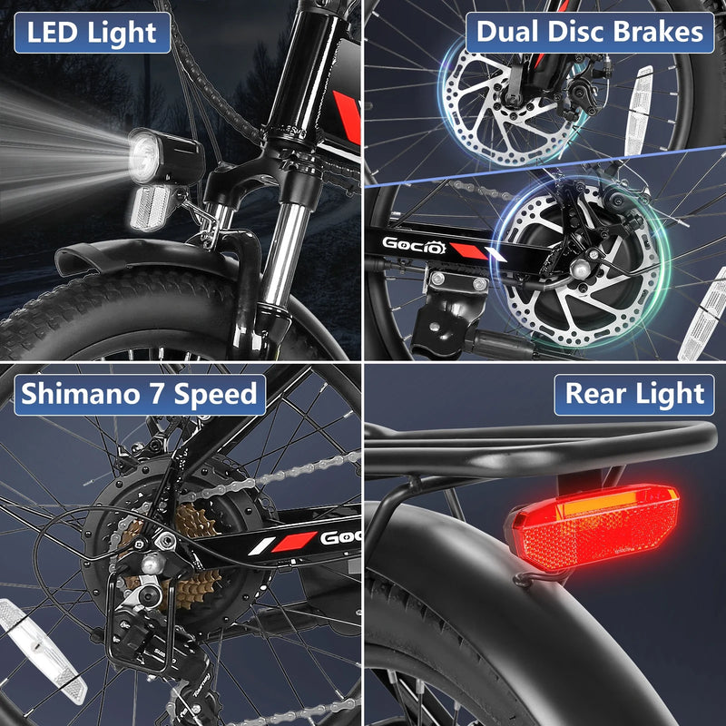 Foldable Electric Bike for Adults, Peak 750W Electric Mountain Bicycles, 20" * 2.4" Fat Tire Electric Bicycle, 375Wh 48V Removable Lithium-Ion Battery,Urban Commuter Ebike Man Woman UL2849
