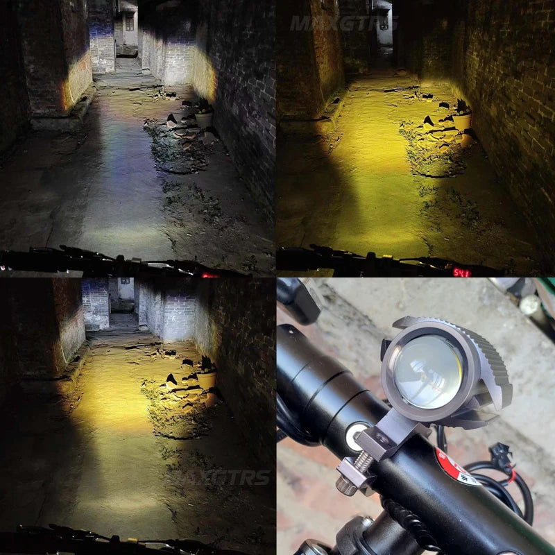 15W Super Bright Tri-Model Motorcycle LED Headlight W/ Mini Projector Lens Car ATV Driving Foglight Auxiliary Spotlight