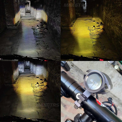 15W Super Bright Tri-Model Motorcycle LED Headlight W/ Mini Projector Lens Car ATV Driving Foglight Auxiliary Spotlight