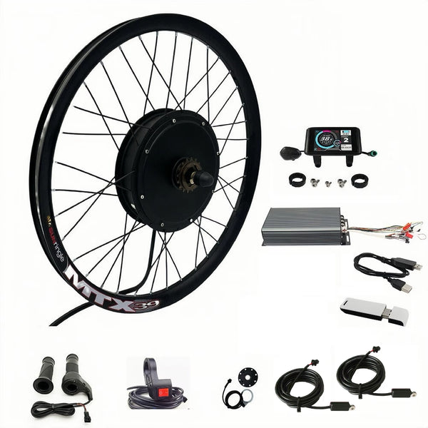 72V 4000W 26/27.5/29 Inches MTX39 135Mm Dropout Ebike Rear Wheel Conversion Kits 80A Controller UKC1 Display