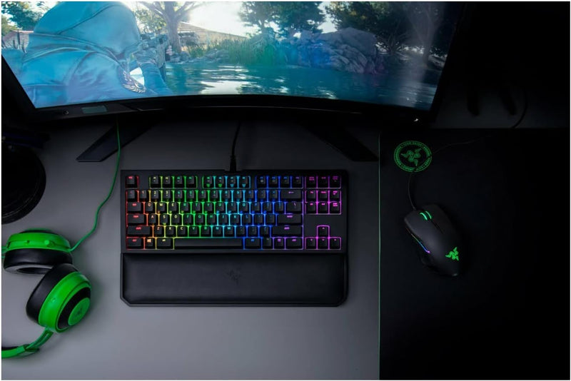 Razer Blackwidow TE Chroma V2 TKL Tenkeyless Mechanical Gaming Keyboard: Orange Key Switches, Tactile & Silent, Chroma RGB Lighting, Magnetic Wrist Rest, Programmable Macros, Classic Black