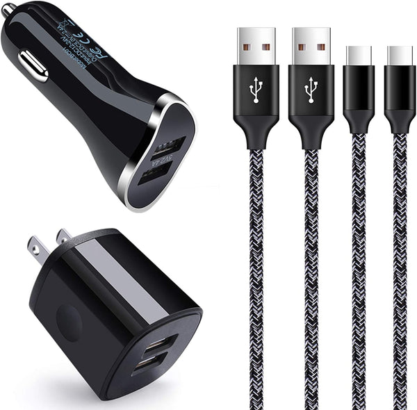 USB Type C Charger Cable for Samsung Galaxy A16 A35 A26 A36 A56 A15 A25 A55 S25 Ultra A14 A54 A13 A23 A53 A32 S23 S22 S21 S20 S10E S10 S9,Android Phone Car Charger Wall Adapter+Fast Charging Cord 6FT