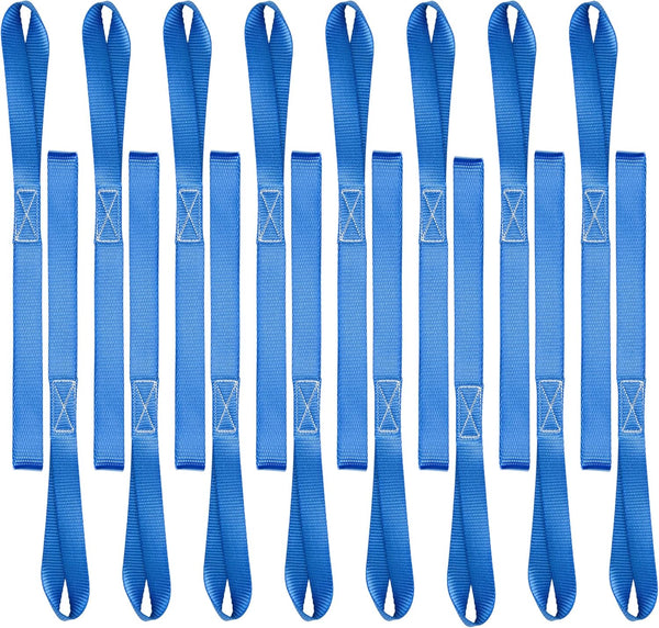 Cartman 16 Pack 1"X18" Soft Loop Motorcycle Tie down Straps 3600Lbs Load Capacity Tie-Down Loops for Secure Trailering of Bikes, ATV, Lawn Equipment, Blue