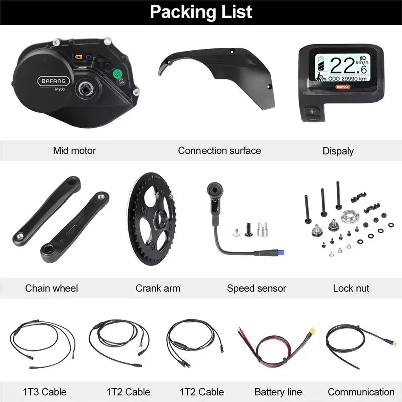 Mid Drive Motor Kit Ebike Conversion Kit Bafang M200 G210.250.C 36/43V 250W Mid Motor System Electric Bicycle Bike Motor Kit