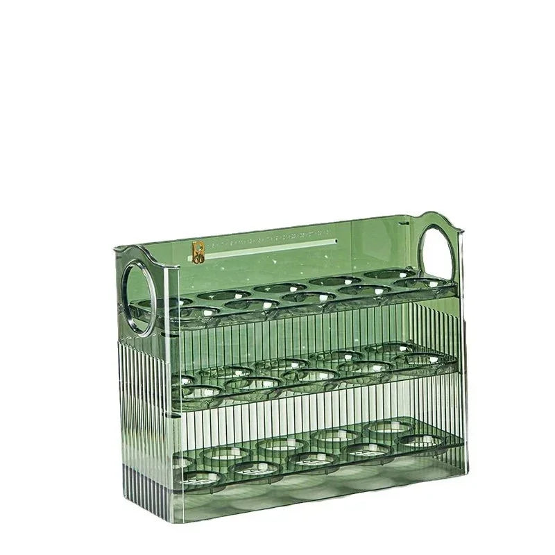 Kitchen Large Capacity Egg Fridge Storage Box - Portable Multi-Layer Egg Tray Organizer, Convenient Opening/Closing Egg Holder