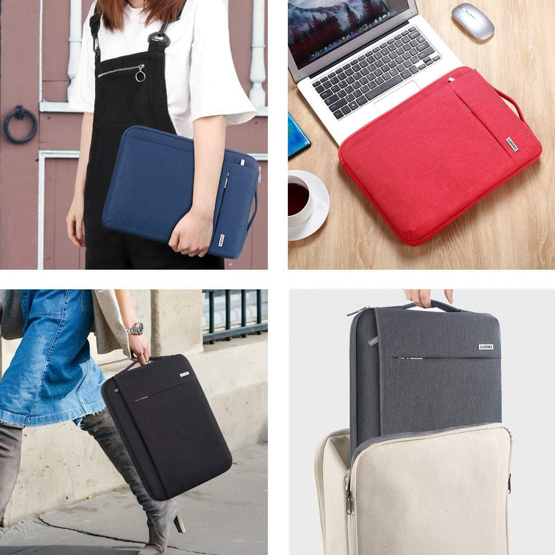 LANDICI 360° Protective Laptop Sleeve 11.6 Inch for Surface Pro 7 8 9/Laptop Go 2 3, Macbook Air 11, Small Computer Bag Carrying Case for 11-12 Inch Chromebook, Slim, Shockproof, Waterproof, Black