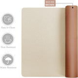Aothia Double-Sided PU Leather Desk Pad - Non-Slip Large Mouse Pad & Desk Mat for Office, Home - Waterproof, Easy to Clean, Durable Dual-Sided Surface (31.5" X 15.7", Beige)