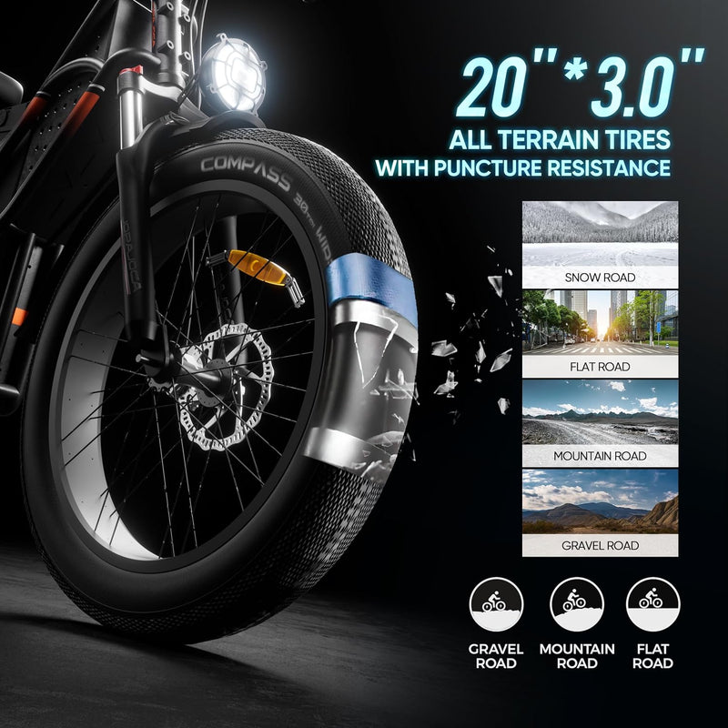 Eahora Cupid (2024 Upgraded) 1000W 30AH Electric Bike for Adults up to 110Miles Long Range Electric Bike with Full Suspension, Puncture Resistant Tires, Dual Hydraulic Brake, Cargo Electric Bike