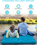 Camping Sleeping Pad,Supipro 2021 Newest Inflatable with Foot Press Sleeping Mat Pillow，Button Connection Large Size 4"-Thick, Portable Waterproof and Compact Air Mat for Camping,Hiking,Beach