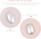 Ysagi 2 Pack Ultra Thin Waterproof PU Leather Mouse Pad,Stitched Edges,Works for Computers, Laptop,All Types of Mouse Pad, Office/Home(8.66'', 2 Pack, Pink)