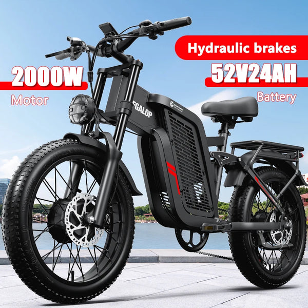 TIFGALOP F7 Electric Bicycle 2000W 52V 24AH Full Suspension Shock Absorption All Terrain Off-Road Hydraulic Disc Brakes Ebikes