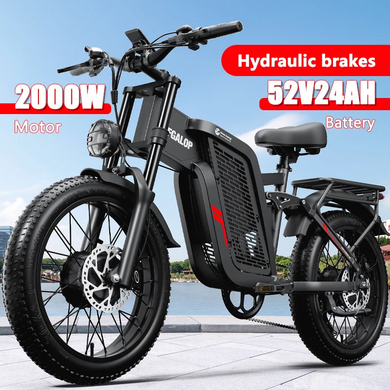 TIFGALOP F7 Electric Bicycle 2000W 52V 24AH Full Suspension Shock Absorption All Terrain Off-Road Hydraulic Disc Brakes Ebikes
