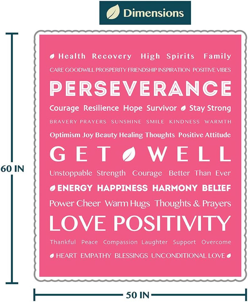 PAVILIA Healing Blanket Sherpa Fleece, Get Well Soon Gift, Soft Hug Compassion Throw Blanket for Women Men, Comfort Caring Inspirational Patient Gift, Positive Thoughts Prayer Love Throw, 50X60 Pink