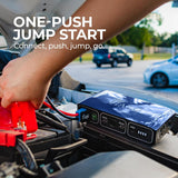HALO Bolt 58830 ACDC Portable Car Battery Jump Starter | 58.8Wh USB Power Bank with AC Outlet, Emergency Floodlight & Charger, Jumps Cars Suvs & Trucks, Powers Phones & Laptops, TSA Approved — Blue