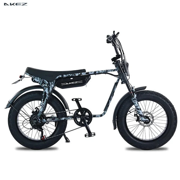 Akez-Electric Motorcycle Bike with 2 Seats 20*4.0 Fat Tire Off-Road Ebikes 1500W 48V 18AH 20 in 2023 Electric Bicycle New Fatbik