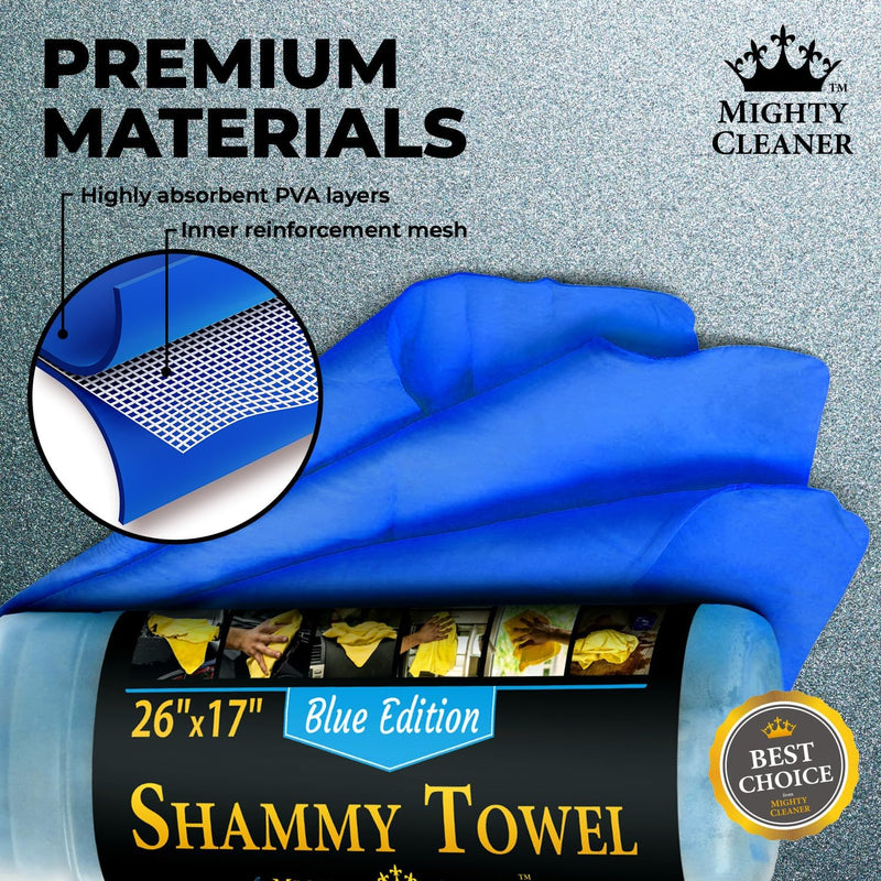 Premium Shammy Cloth for Car Drying - 26”X17” - Super Absorbent Chamois Towel for Car - Scratch-Free, Reusable & Soft