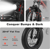 Electric Bike for Adults, 1500W Motor, 48V 18Ah Removable Battery, 20" Fat Tire Ebike, 7-Speed Transmission, up to 32MPH and 68+ Miles Range, All-Terrain E-Bike