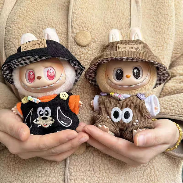 For Labubu V2 Plush Doll Pendant Cartoon Jumpsuit Three Piece Set Cool & Cute Outfit Accessories Labubu Clothes Ropa Labubu
